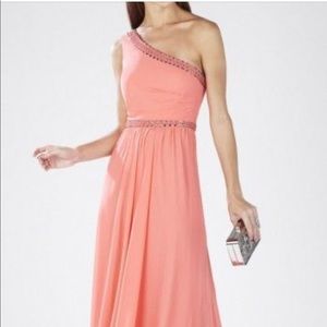 Danielle BCBG one shoulder embellish- coral